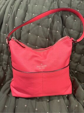 kate spade coral Leather Shoulder Hobo Bag